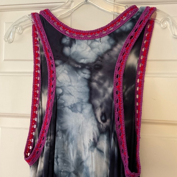 Natural Life Maxi Dress Size M NWT Black Pink Crochet Trim Racerback Boho Hippie - Picture 4 of 6